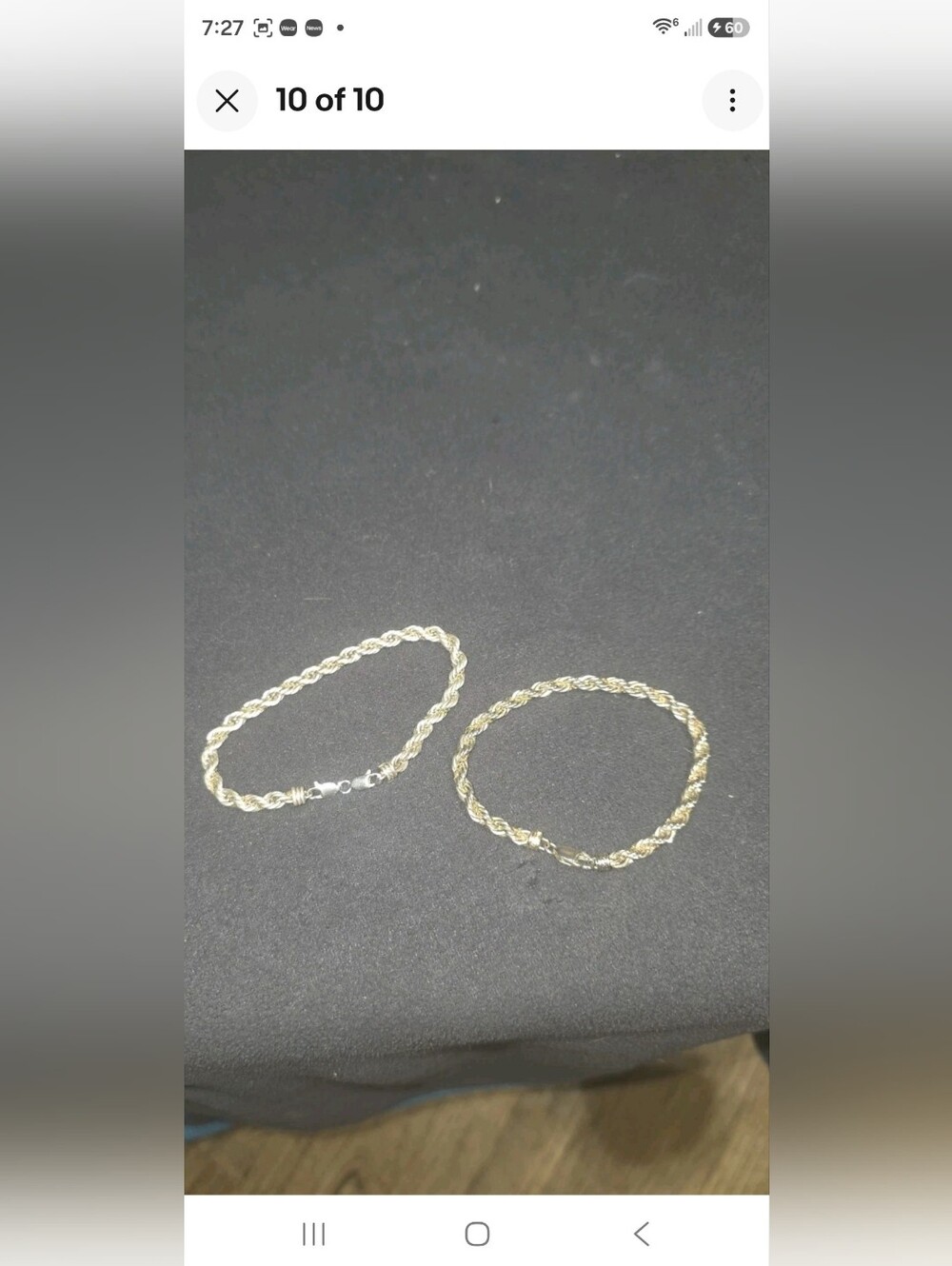 2- Sterling And 14k Gold  Rope Bracelets